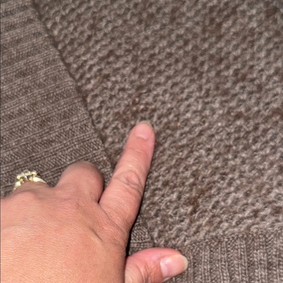 LOFT Brown V-Neck cross over front Sweater Ribbed Knit alpaca / wool blend Med - Picture 12 of 14